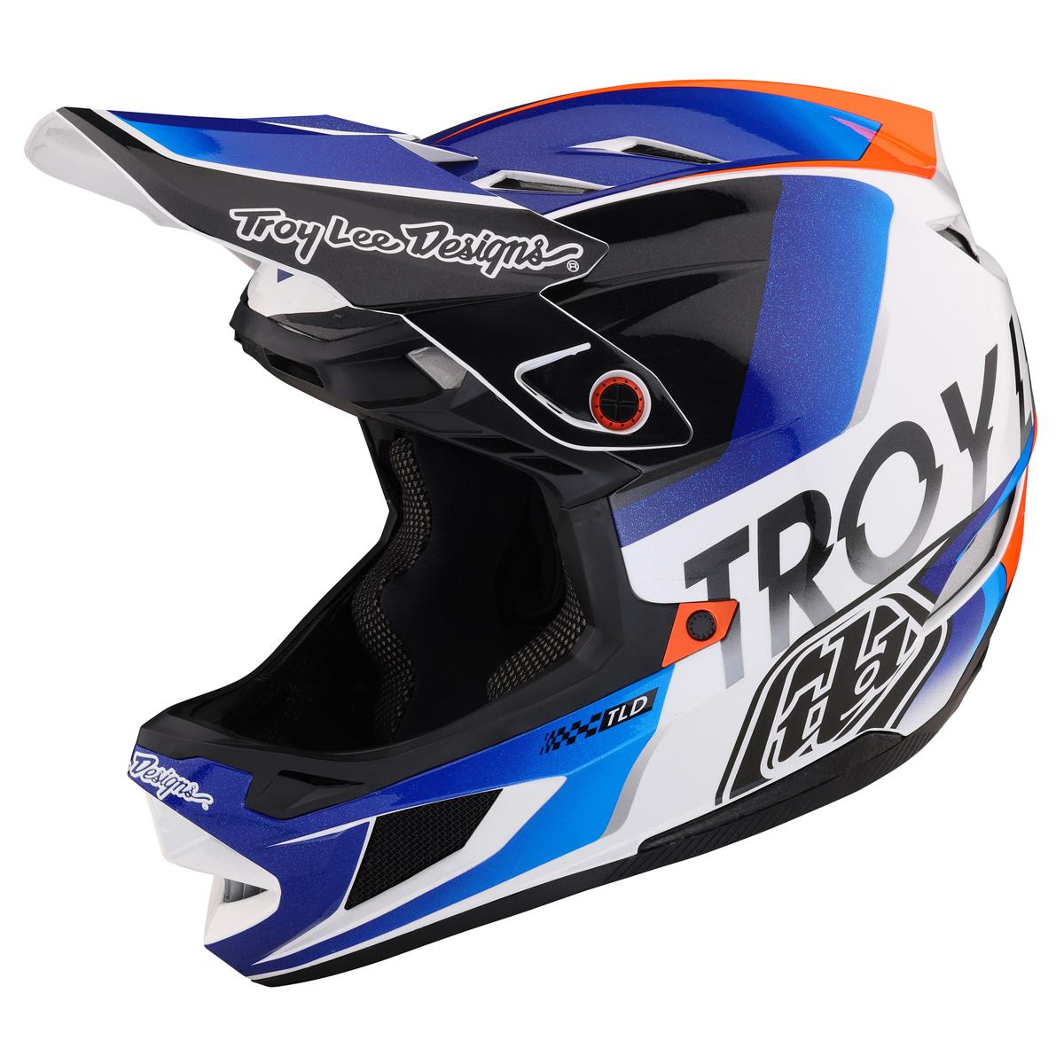 Troy Lee Designs D4 Composite Mips Qualifier Helmet in White and Blue